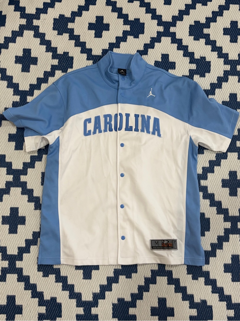 Nike Team Elite Jordan North Carolina Tar Heels Warm Up Snap Button Jersey Sz M
